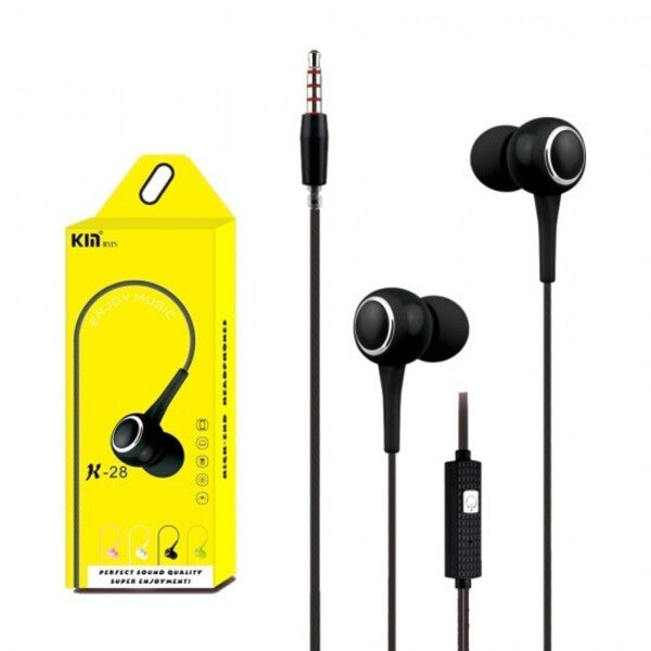 Kin Wired Earphone Black K-28. Kin Wired Earphone Black K-28.